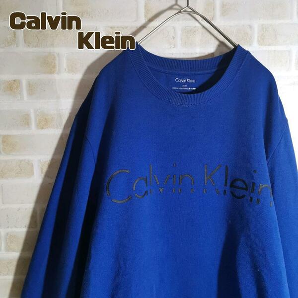 カルバンクライン Calvin Klein スウェット 青 センターロゴ