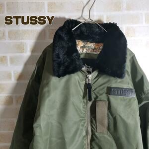 STUSSY ステューシー フライト ジャケット MA-1 カーキ ボア