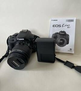 Canon キャノン EOS Kiss X7 DS126441 デジタル一眼レフカメラ EFS 18-55mm レンズ ストラップ 取扱説明書 セット売り 動作確認済み 中古