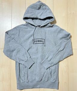 美品　DOWBL　ダブル　刺繍　ボックスロゴ　プルオーバーパーカー　フーディ　Hoodie　グレー　46号　メンズ　Lサイズ　お兄系　