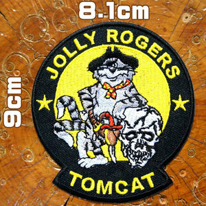 ミリタリーワッペン【TOMCAT・トムキャット JORRY ROGERS】アイロン接着 F-14 エアフォース アメリカ空軍 トップガン スカル ドクロ パッチ