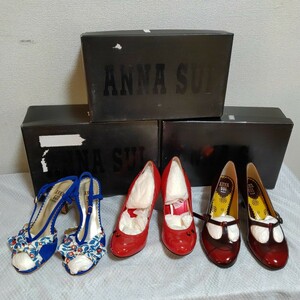 22.5㎝ anna sui アナスイ　パンプス　サンダル　ミュール　ハイヒール　シューズ　3点セット　1228-C4-SA1　