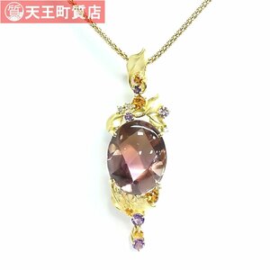 質屋出品【ネックレス】クォーツ アメトリン 38.28ct ダイヤ シトリン アメジスト トップ ネックレス K18 中古