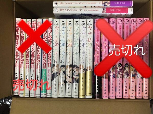 合計8冊セット。完結作品…ヤクザと結婚なんてデキません。未完結作品…気づいたらキスしてた。