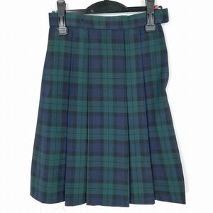 1円 スクールスカート 夏物 w3-丈57 チェック 中学 高校 プリーツ 学生服 制服 女子 中古 HK5596