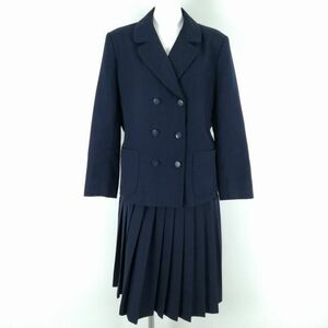 1円 ブレザー スカート 上下2点セット 大きいサイズ 冬物 女子 学生服 中学 高校 紺 制服 中古 ランクC NA6006