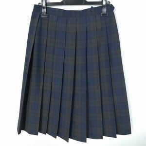 1円 スクールスカート 夏物 w69-丈63 チェック 中学 高校 プリーツ 学生服 制服 女子 中古 HK5870