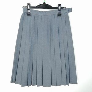 1円 スクールスカート 夏物 w66-丈58 グレー 愛知半田農業高校 プリーツ 学生服 制服 女子 中古 HK6263