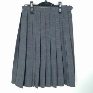 1円 スクールスカート 冬物 w66-丈62 チェック 中学 高校 プリーツ 学生服 制服 女子 中古 HK6488