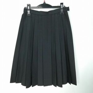 1円 スクールスカート 夏物 w63-丈62 黒 中学 高校 プリーツ 学生服 制服 女子 中古 HK7456