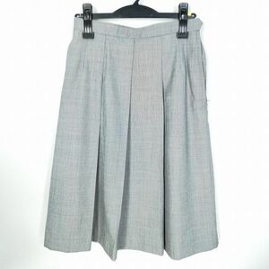 1円 スクールスカート 夏物 w69-丈66 グレー 中学 高校 プリーツ 学生服 制服 女子 中古 HK7540