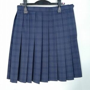 1円 スクールスカート 大きいサイズ 冬物 w72-丈56 チェック 滋賀長浜農業高校 プリーツ 学生服 制服 女子 中古 HK9010