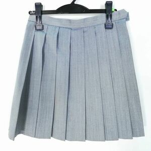 1円 スクールスカート 夏物 w66-丈45 グレー 中学 高校 ミニ丈 プリーツ 学生服 制服 女子 中古 HK8866