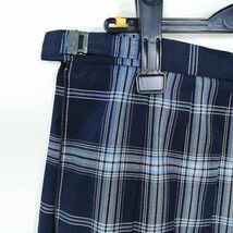 1円 スクールスカート 大きいサイズ 夏物 w80-丈56 チェック 中学 高校 プリーツ 学生服 制服 女子 中古 HK9481_画像3