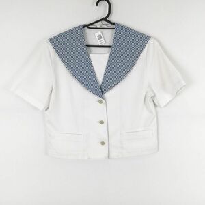 1円 セーラー服 上着 大きいサイズ 夏物 女子 学生服 岡山就実高校 白 制服 中古 ランクC NA8507