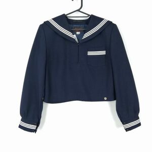 1円 セーラー服 上着 165A カンコー 冬物 白3本線 女子 学生服 兵庫高砂高校 紺 制服 中古 ランクB NA9035