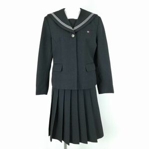 1円 セーラー服 スカート 上下2点セット 指定 カンコー 冬物 グレー3本線 女子 学生服 静岡三島北高校 グレー 制服 中古 ランクB NA9091