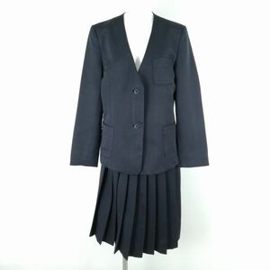 1円 イートン スカート 上下2点セット 165A 大きいサイズ カンコー 冬物 女子 学生服 中学 高校 紺 制服 中古 ランクC NA9367