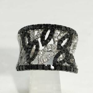 送料無料 中古A クイーン 指輪 Queen ブラックダイヤ 1.14ct ダイヤ 0.29ct リング 13号 ｋ18 ＷＧ 750 ホワイトゴールド 146992