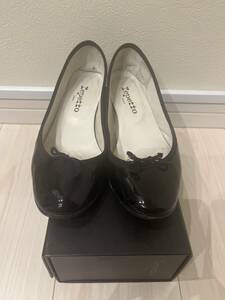 Repetto レペット　バレーシューズ　黒　38　ギャランティカード付　ヒール３ｃｍ　