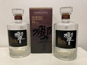 A25506　ディスプレイ 　空ボトル【SUNTRYサントリー　HIBUKI　響　21年　ウィスキー　700ml　43%　 空き箱】2本セット　未洗浄