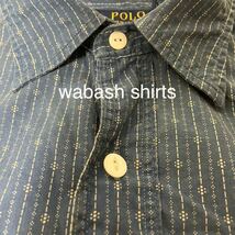 rrl wabash shirts ralph lauren polo by ウォバッシュ　シャツ　抜染　インディゴ　レア　ストライプ　ドット　ヴィンテージ_画像1