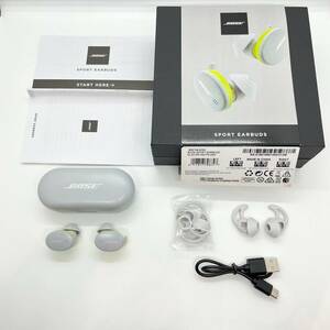 1円スタート！☆BOSE SPORT EARBUDS ワイヤレス ヘッドセット イヤホン グレースホワイト!!フタ取れてます