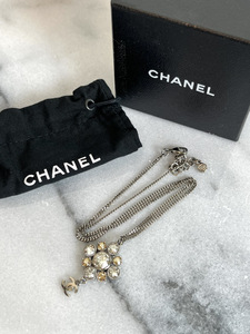 11863-04★美品★シャネル/CHANEL ココマーク ラインストーン ネックレス シルバー アクセサリー★