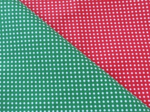 即決♪プチドット シーチング 赤2m+緑2m２枚セット計４ｍ 綿１００％ クリスマス X'masカラー水玉♪