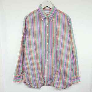 【1円】良好 USA製 INDIVIDUALIZED SHIRTS インディビジュアライズドシャツ マルチストライプ ボタンダウンシャツ BDシャツ L