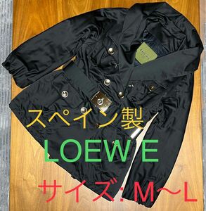 LOEWE レディースコート　パーカー付き　黒色　M〜L