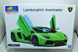 # редкий! нераспечатанный Aoshima 1/24 Lamborghini Aventador *11 зеленый покрашен /pli краска дверь открытие и закрытие / двигатель есть #