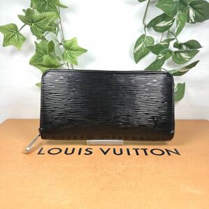 1円 ルイヴィトン LOUIS VUITTON エレクトリックエピ ジッピー ラウンドファスナー 長財布 シリアル CA4161 ブラック 男女兼用 M6007N