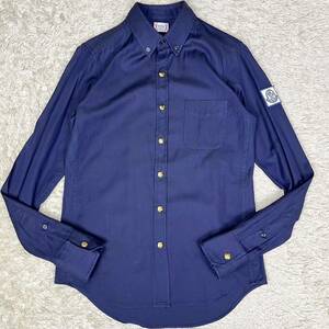 モンクレールガムブルー MONCLER GAMME BLEU 金ボタン シャツ CAMICIA ネイビー 紺色 メンズ 0 トムブラウン 袖ワッペン 希少デザイン