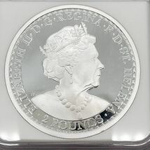 2oz NGC70鑑定PF70 2022年 イギリス領セントヘレナ造幣局 ウナとライオン 2オンス銀貨 シルバープルーフコイン エリザベス女王_画像2