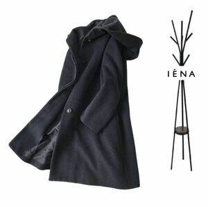 イエナ 　美品　ラグラン　ウール　アンゴラ　フーデット　コート 　サイズ38 　 ダークネイビー　IENA