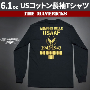 ミリタリー メンズ 長袖 ロング Tシャツ L 爆弾エアフォース MAVEVICKS ブランド 黒 ブラック