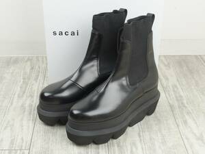 sacai サカイ 21AW Chelsea Boots プラットフォーム チェルシーブーツ38/24cm ガラスレザー サイドゴア ショートブーツ レディース 新品