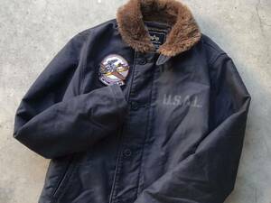 ALPHA INDUSTRIES N-1デッキジャケット L アルファ メンズ ブルゾン ジャーマンクロス 紺 ネイビー USAL