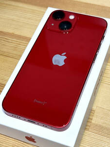 超美品 iPhone13 mini 128GB (PRODUCT)RED SIMフリー バッテリー90％　箱充電ケーブル付　おまけ前後保護フィルム　バンパーケース