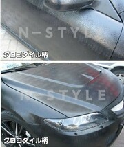 【Ｎ－ＳＴＹＬＥ】カーラッピングシート　ワニ柄調シルバー152ｃｍ×4ｍ　クロコダイル革調　　耐熱耐水　自動車内装　ＤＩＹ机家具_画像3