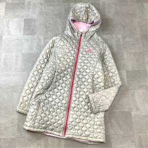  superior article adidas Adidas quilting long coat eko down coat cotton inside poly- down lady's OT size LL silver gray pink 