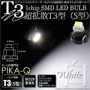 T3 1chip SMD LED S型 ホワイト 入数1個 メーターランプ エアコンランプ シガーライターランプ 灰皿内照明等 1-A1-1