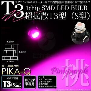 T3 1chip SMD LED S型 ピンクパープル 入数1個 メーターランプ エアコンランプ シガーライターランプ 灰皿内照明等 1-A1-6