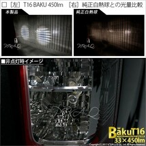 トヨタ ハイエース (200系 4型) 対応 LED バックランプ T16 爆-BAKU-450lm ホワイト 6600K 2個 後退灯 5-A-2_画像6