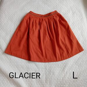 【GLACIER】レディース　春秋冬　フレア　膝上丈スカート　オレンジ　Ｌ　裏地あり　