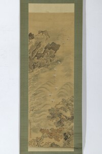 【真作 渡辺崋石題簽】掛軸「椿椿山 海靏過齢図」渡辺崋石・山下青厓箱書 嘉永元年48歳 江戸後期 文人画家 絵画