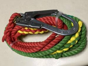 3色ロープ 5m 12㎜ ナビゲーションロープ フック付き 藤井電工（送料520円）