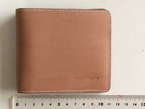  Courreges leather two . folded wallet ( Brown ) length 9.5cm* width 11cm unused goods ( postage 185 jpy )