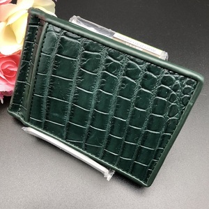 [ free shipping ] genuine article guarantee car m crocodile money clip ( card inserting .) green MC4